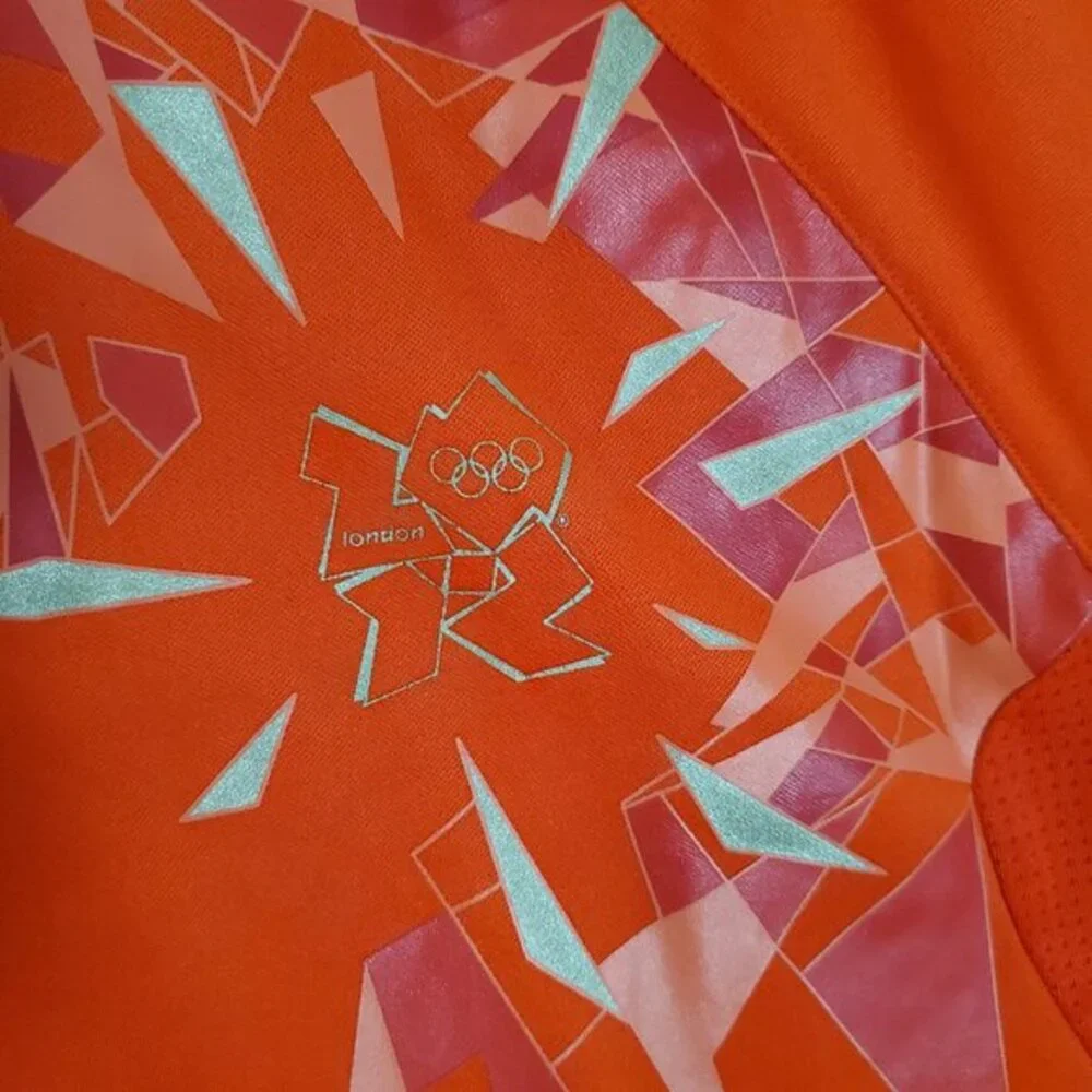 Adidas Men Activewear Shirt Large Orange Soccer Jersey London‎ 2012 Olympic READ